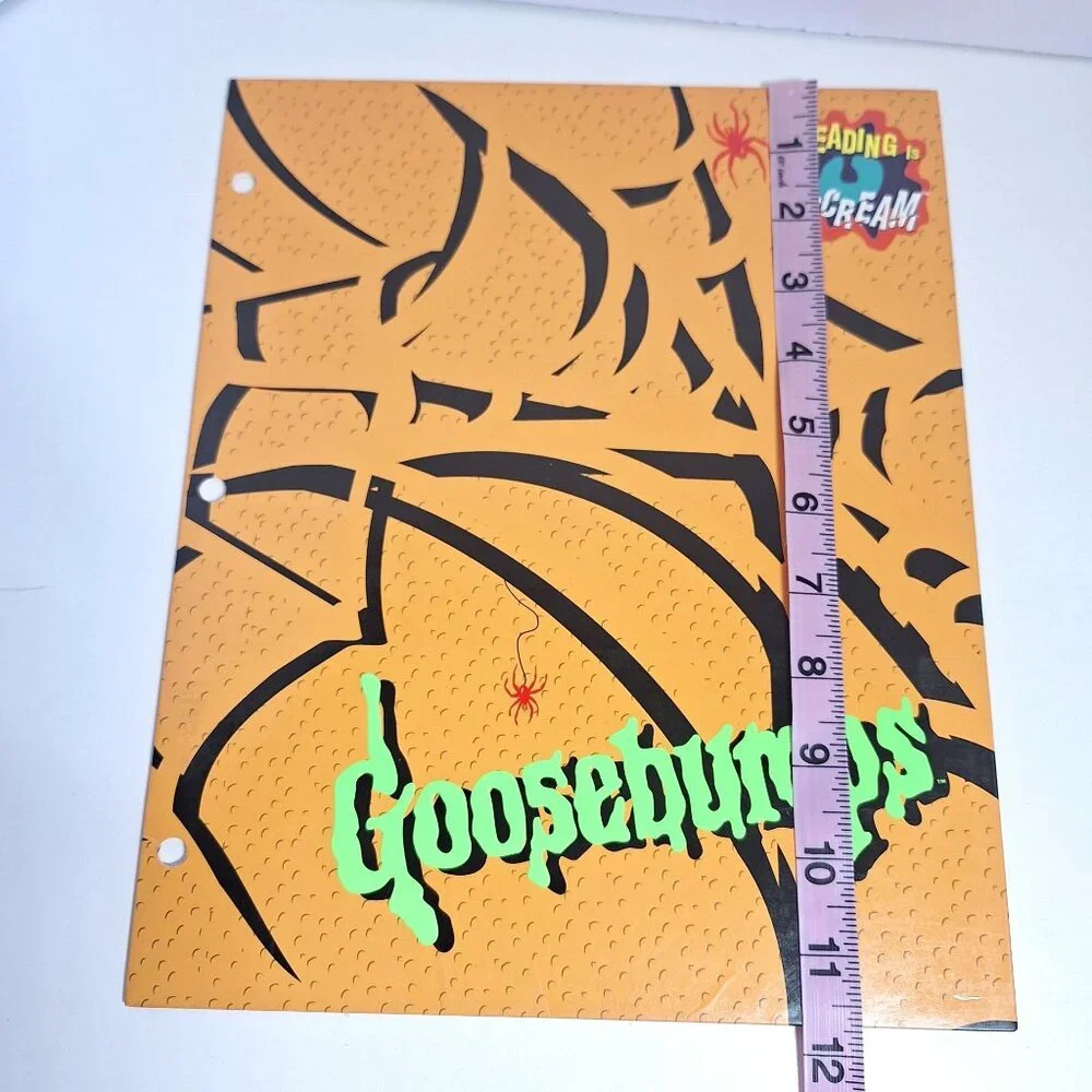 Goosebumps Pocket Folder Vintage 90s Neon Green Logo Spider Web